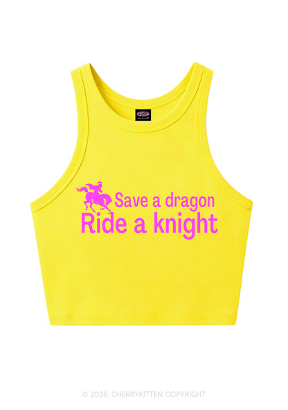 Save Dragon Ride Knight Y2K Crop Tank Top Cherrykitten