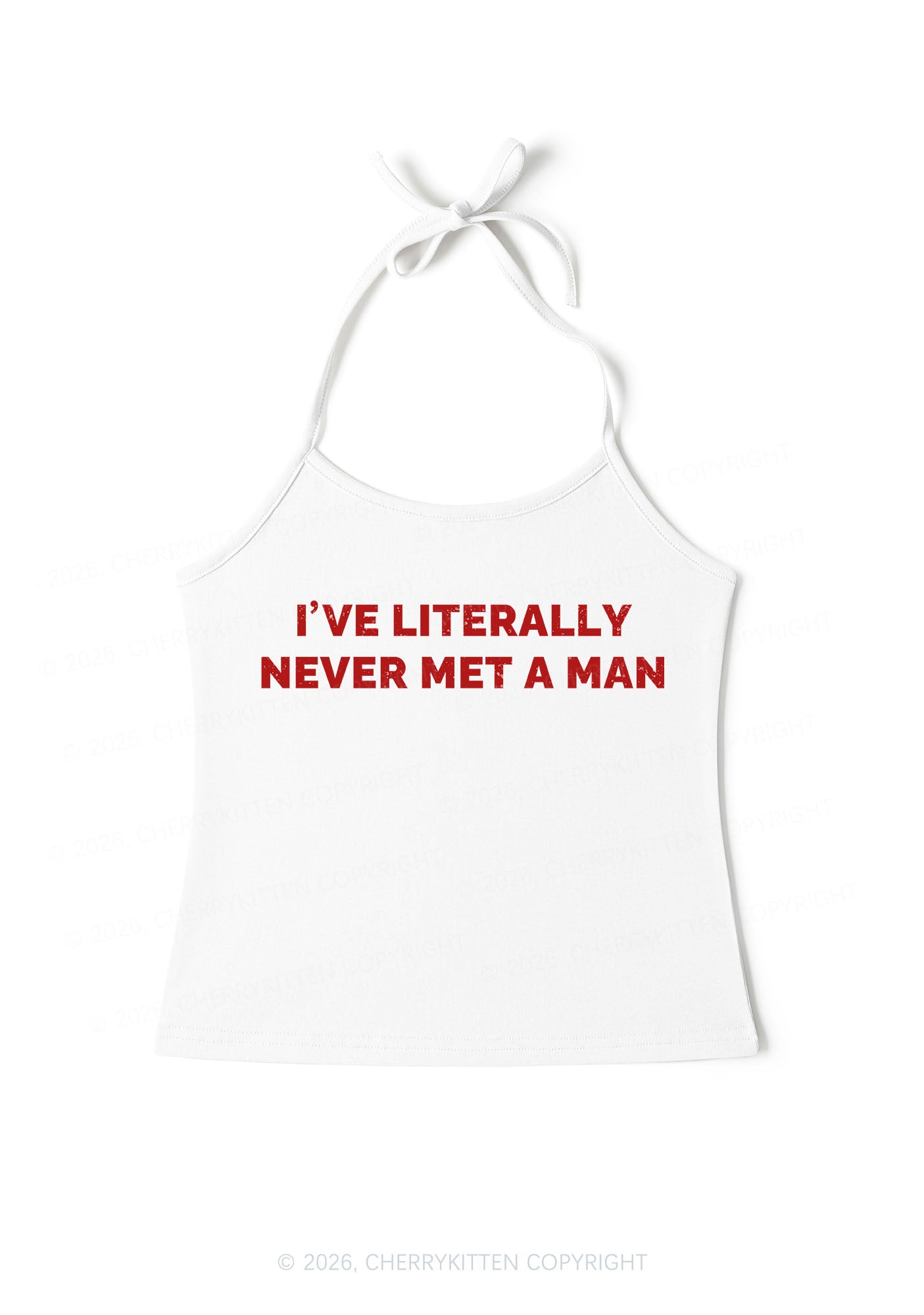 Never Met A Man Pride Y2K Halter Neck Cami Cherrykitten