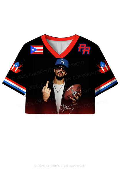 Retro Black Football Y2K Crop Sport Jersey Shirts Cherrykitten