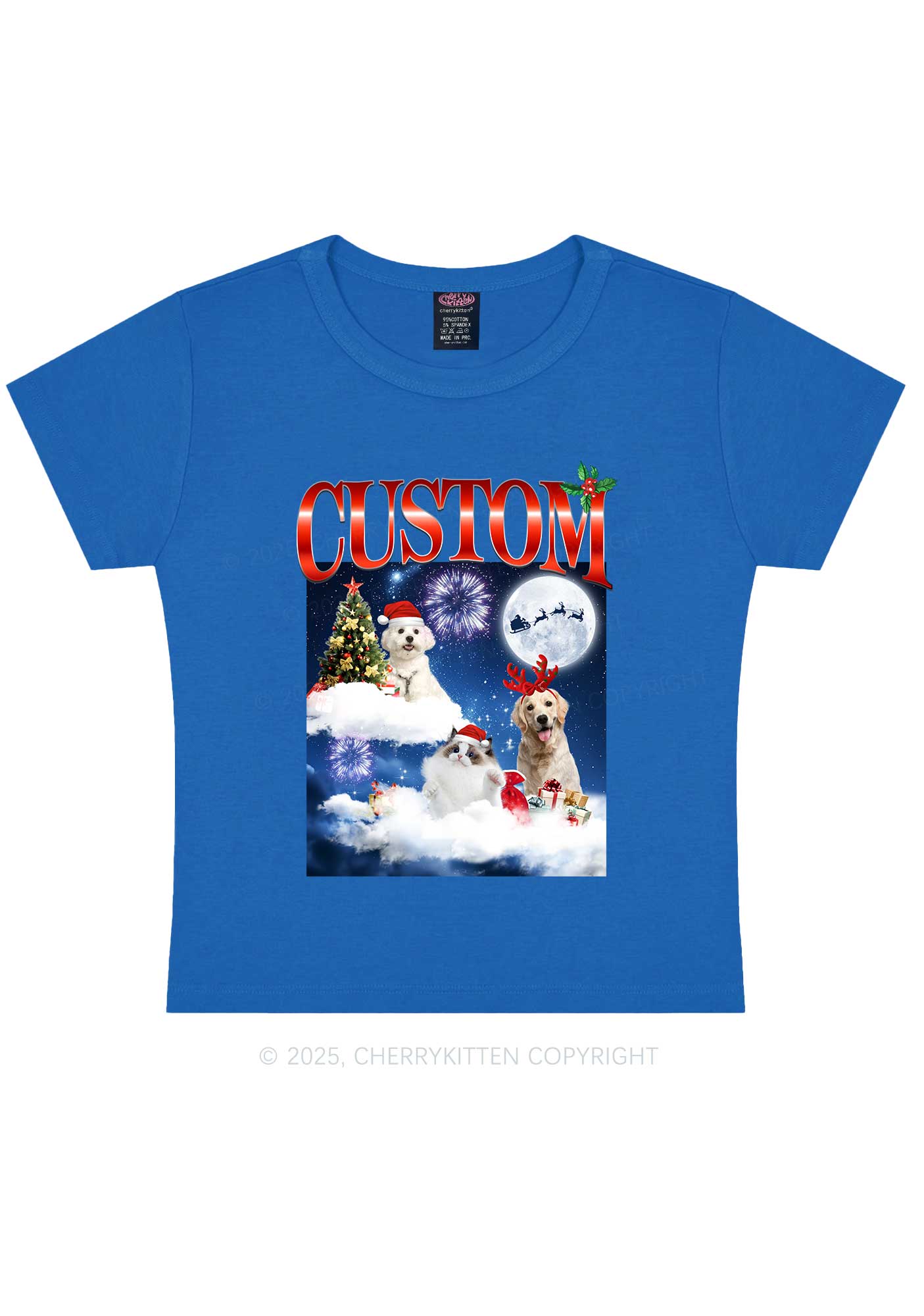 Custom Christmas Pet Y2K Baby Tee Cherrykitten