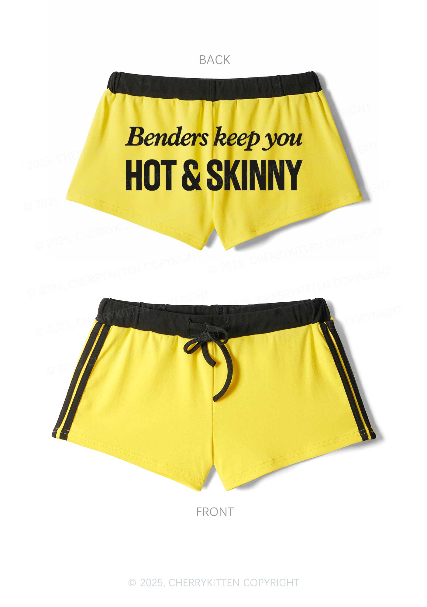 Benders Keep You Hot Skinny Y2K Drawstring Mini Shorts Cherrykitten