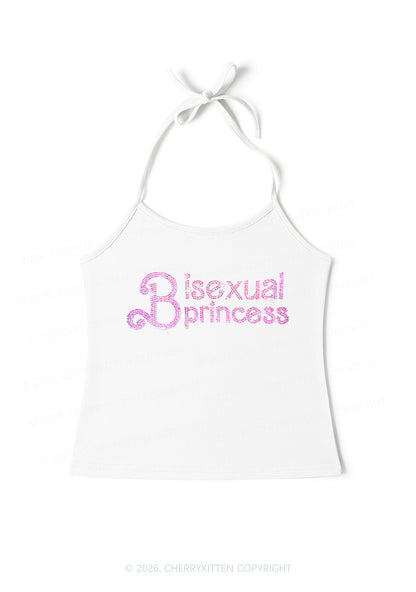 Rhinestone Bisexual Princess Pride Y2K Halter Neck Cami Cherrykitten
