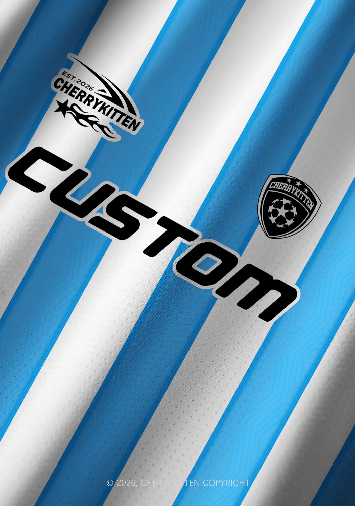 Custom Text Number Blue White Stripes Y2K Football Jersey Shirts Cherrykitten