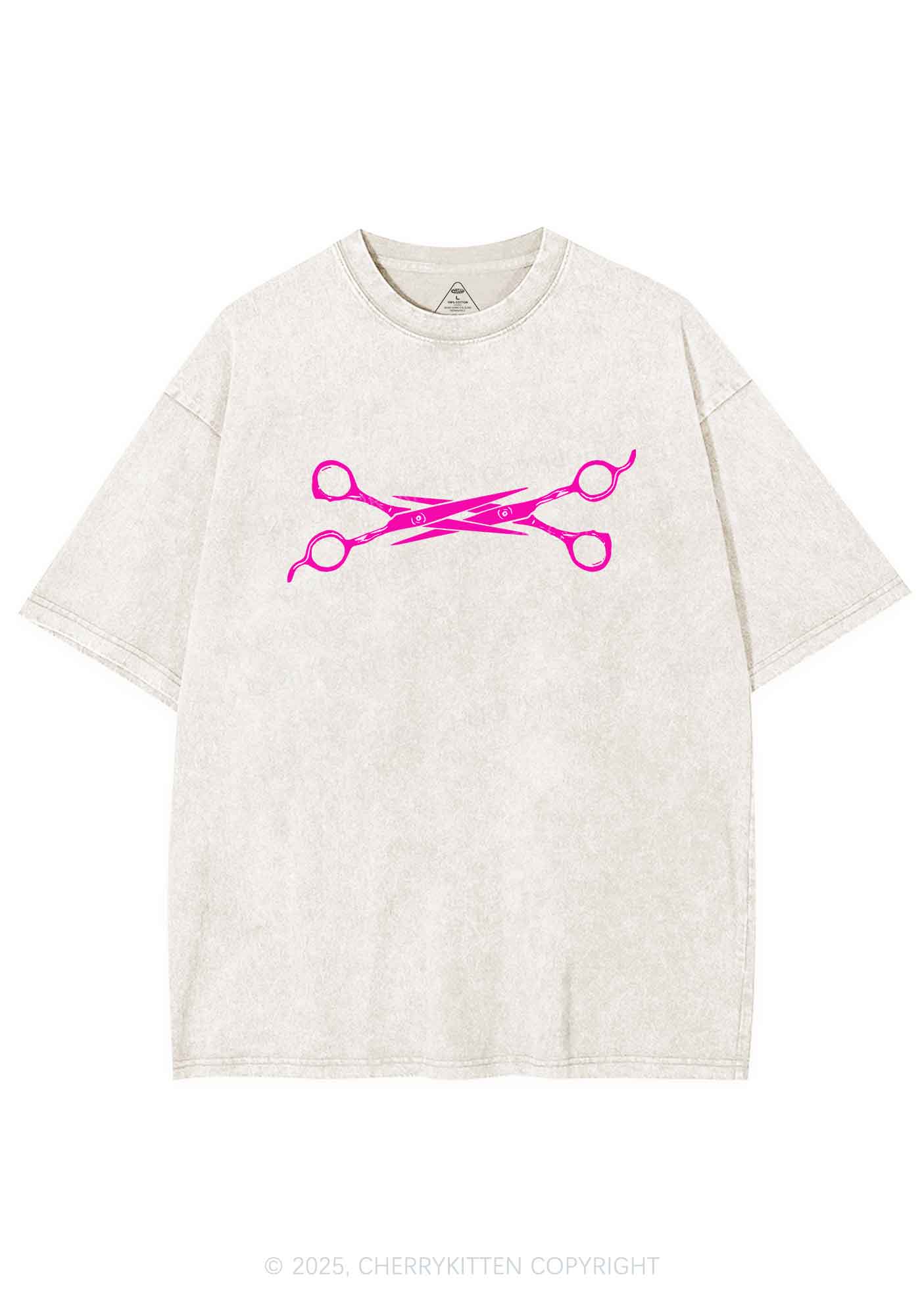 Pink Scissor Y2K Shirts Washed Tee Cherrykitten