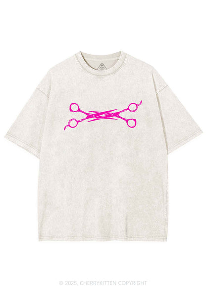 Pink Scissor Y2K Shirts Washed Tee Cherrykitten