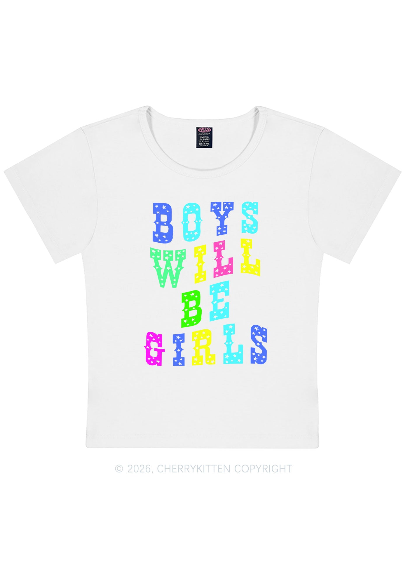 Boys Will Be Girls Pride Y2K Baby Tee Cherrykitten