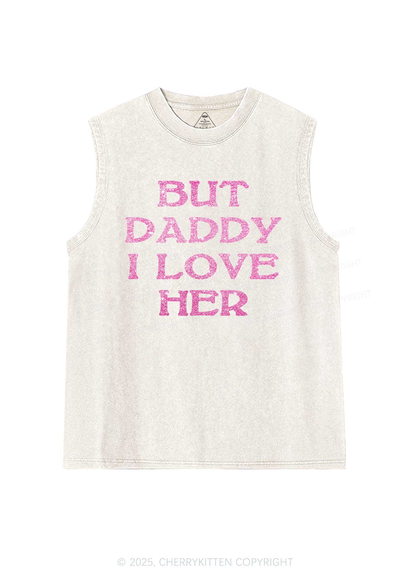 Glitter But Daddy I Love Her Y2K Washed Muscle Tank Cherrykitten