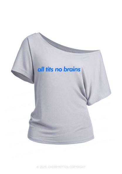 All Txts No Brains Y2K Off Shoulder Tee Cherrykitten