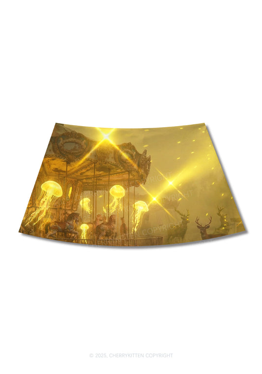 Golden Carousel Jellyfish Y2K Print Mini Skirt Cherrykitten