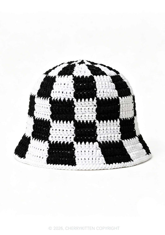 Y2K Checkerboard Bucket Hat Cherrykitten