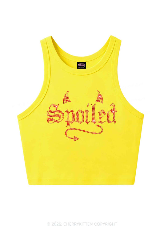 Rhinestone Spoiled Devil Horn Y2K Crop Tank Top Cherrykitten
