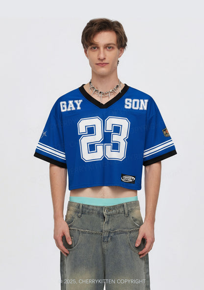 Custom Blue Gay Son Pride Y2K Crop Sport Jersey Shirts Cherrykitten