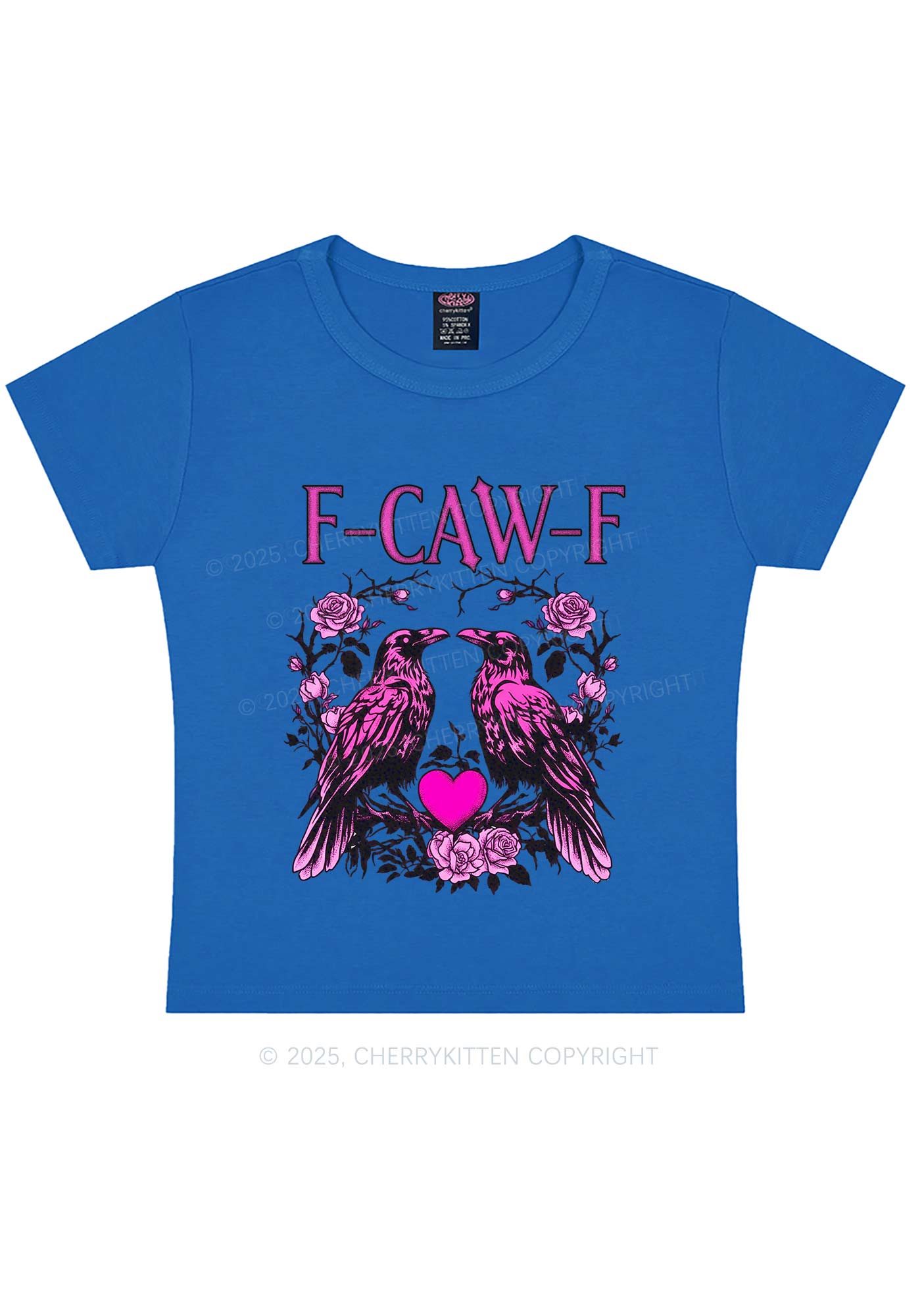 F CAW F Pink Ravens Valentine's Day Y2K Baby Tee Cherrykitten