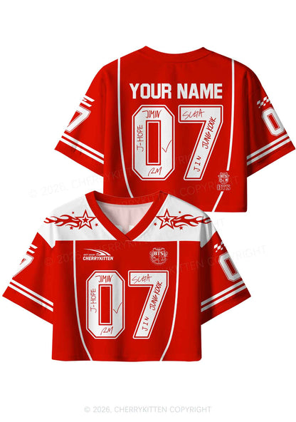 Custom Red Korean Boys Y2K Crop Sport Jersey Shirts Cherrykitten