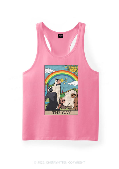 Gay Cow Play Pride Y2K Men Racerback Tank Top Cherrykitten