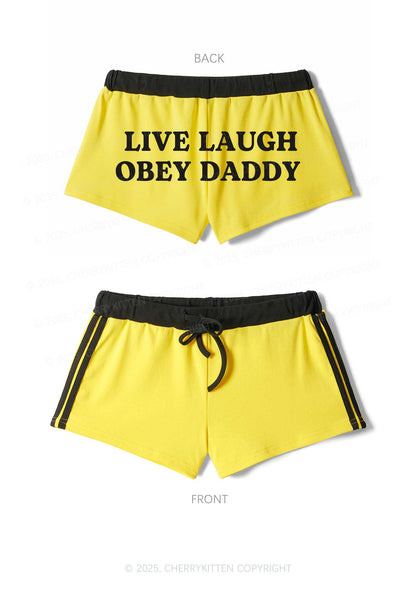 Live Laugh Obey Daddy Y2K Drawstring Mini Shorts Cherrykitten