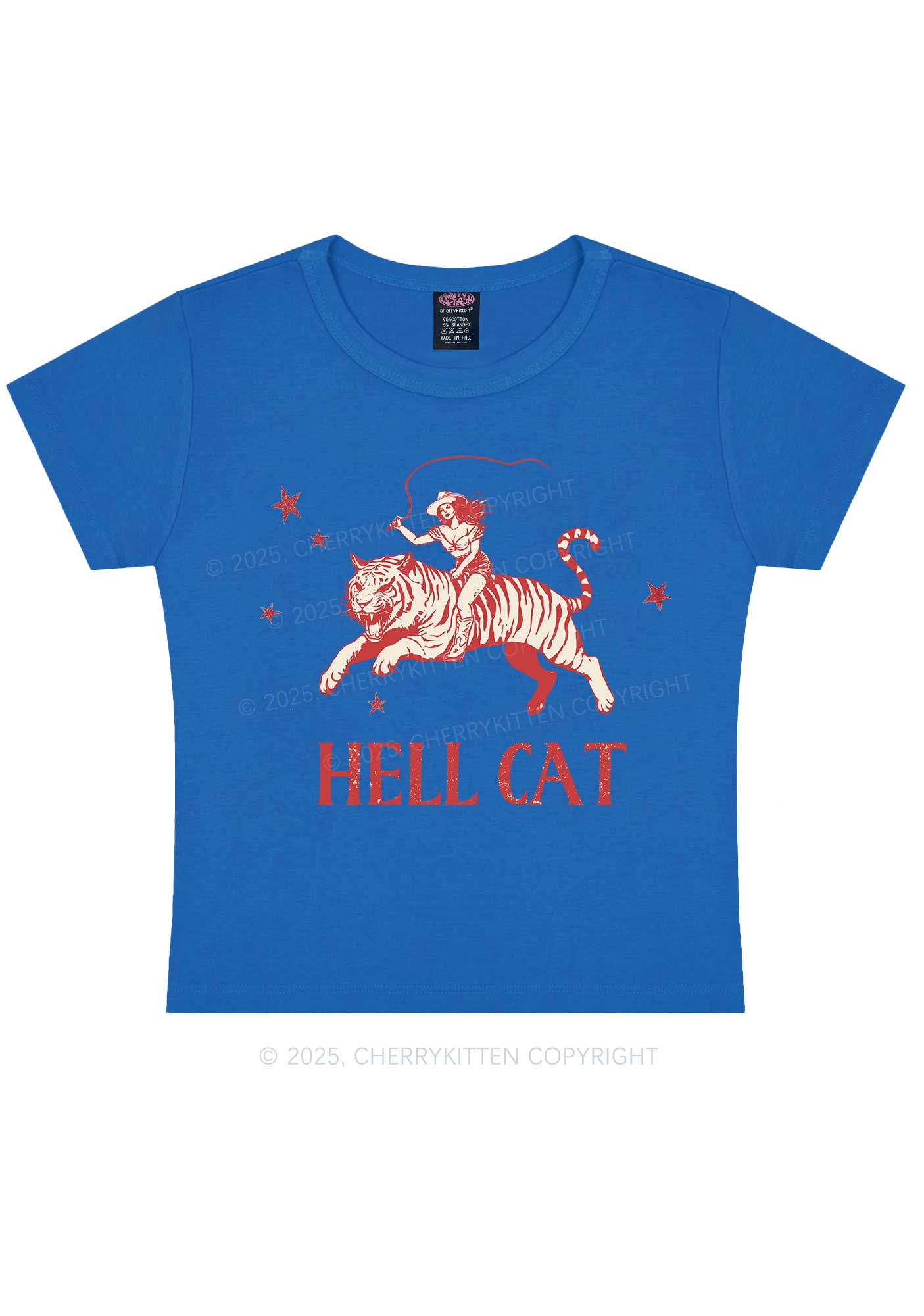 Cowgirl Hell Cat Y2K Baby Tee Cherrykitten