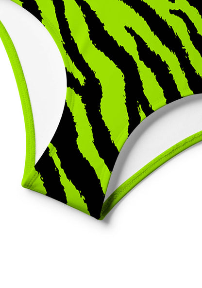Green Zebra Y2K Print Bikini Set Cherrykitten
