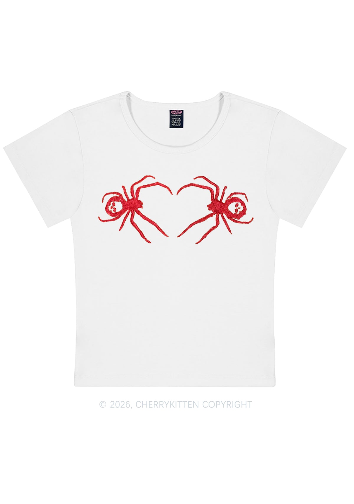 Embroidered Skull Spider Y2K Baby Tee Cherrykitten