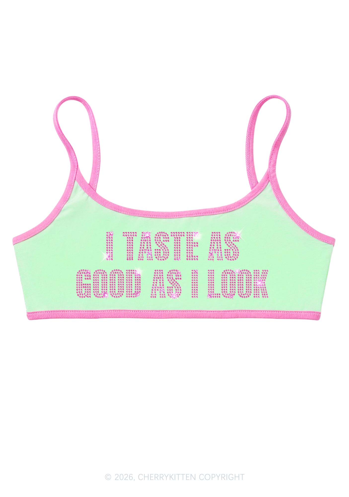 Rhinestone Taste Good Y2K Super Crop Cami Cherrykitten
