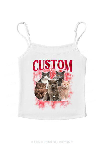 Custom Collage Pet Photo Y2K Spaghetti Strap Cami Cherrykitten