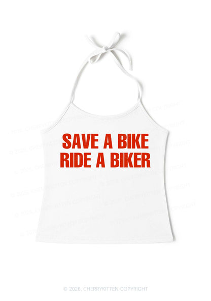 Save Bike Ride Biker Y2K Halter Neck Cami Cherrykitten