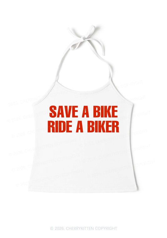 Save Bike Ride Biker Y2K Halter Neck Cami Cherrykitten