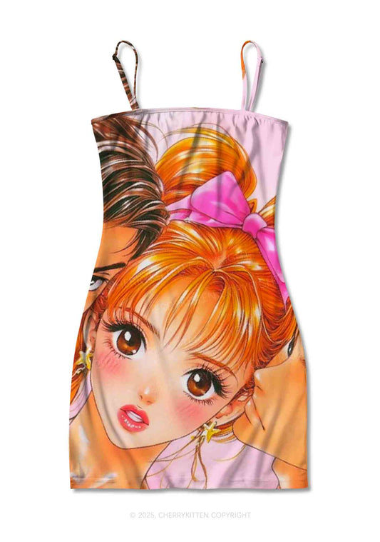 Love Triangle Y2K Print Slip Dress Cherrykitten