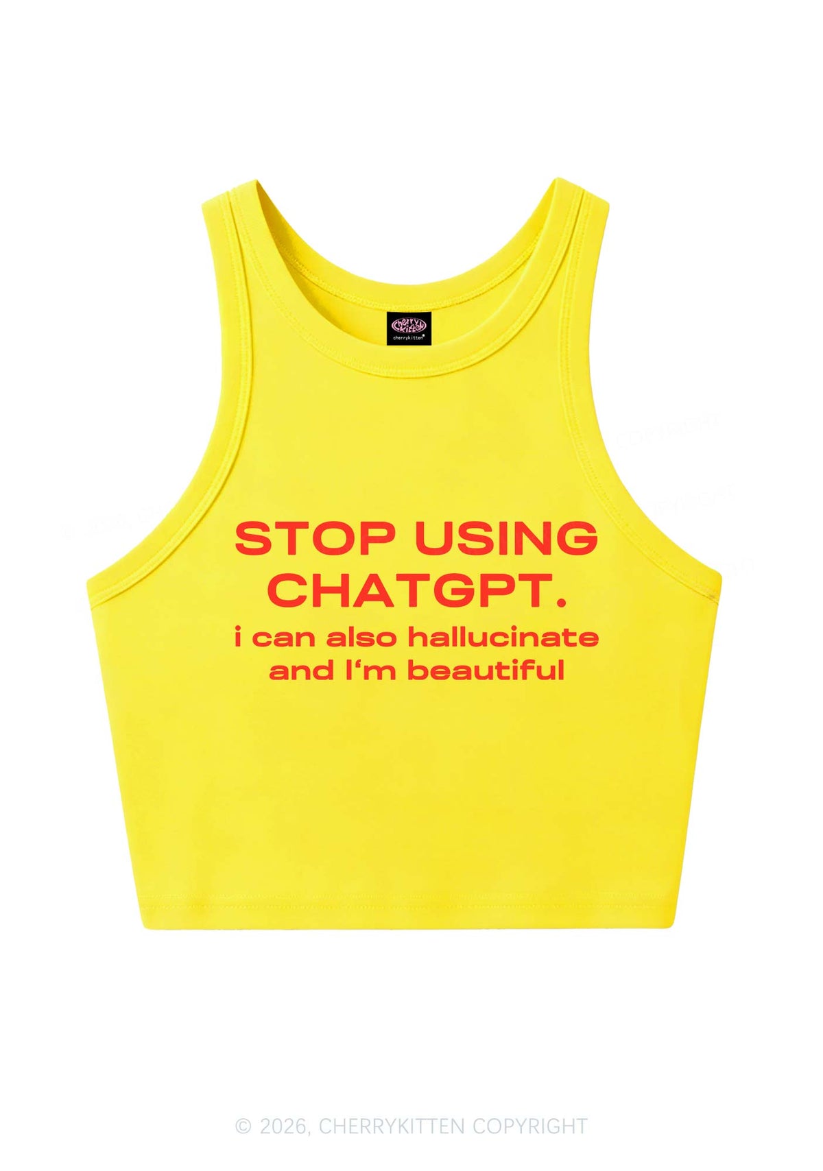 Stop Using GPT Y2K Crop Tank Top Cherrykitten