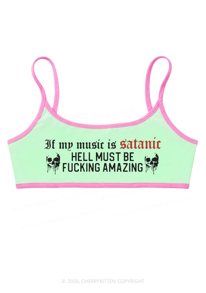 Halloween My Music Is Satanic Y2K Super Crop Cami Cherrykitten