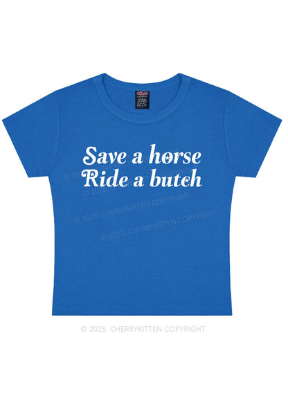 Save Horse Ride Butch Y2K Baby Tee Cherrykitten