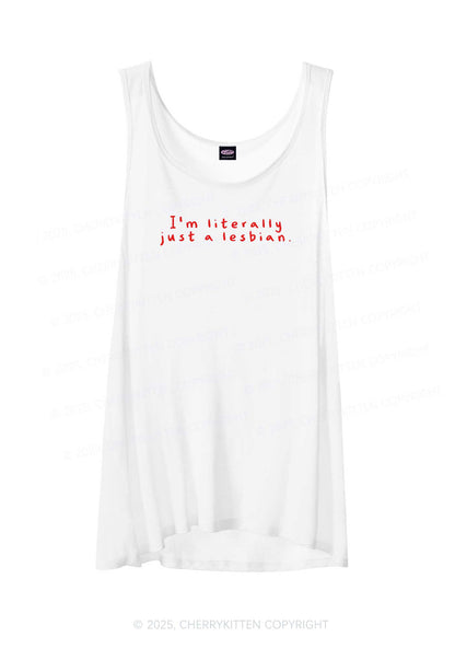 Just A Lesbian Pride Y2K Sheer Boyfriend Tank Cherrykitten