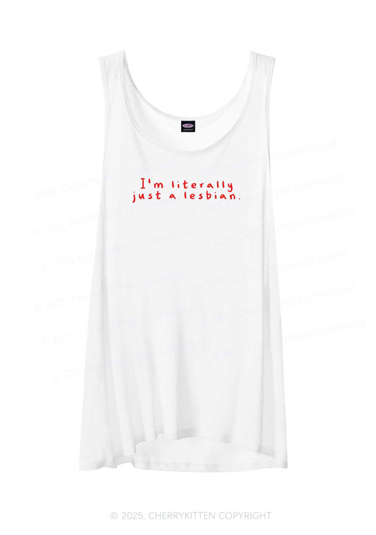 Just A Lesbian Pride Y2K Sheer Boyfriend Tank Cherrykitten