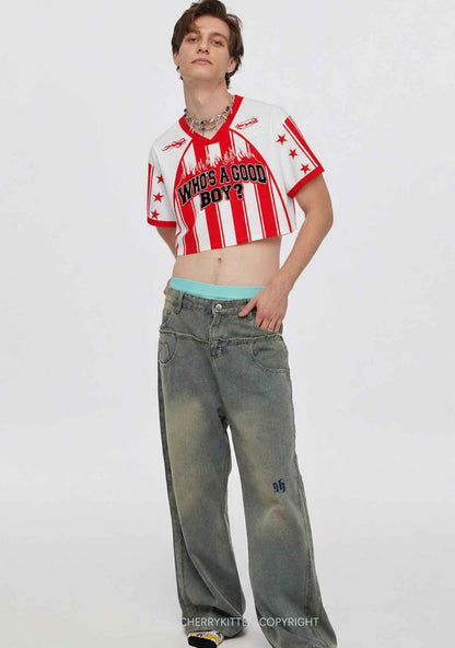 Custom Who Is Good Boy Y2K Crop Sport Jersey Shirts Cherrykitten