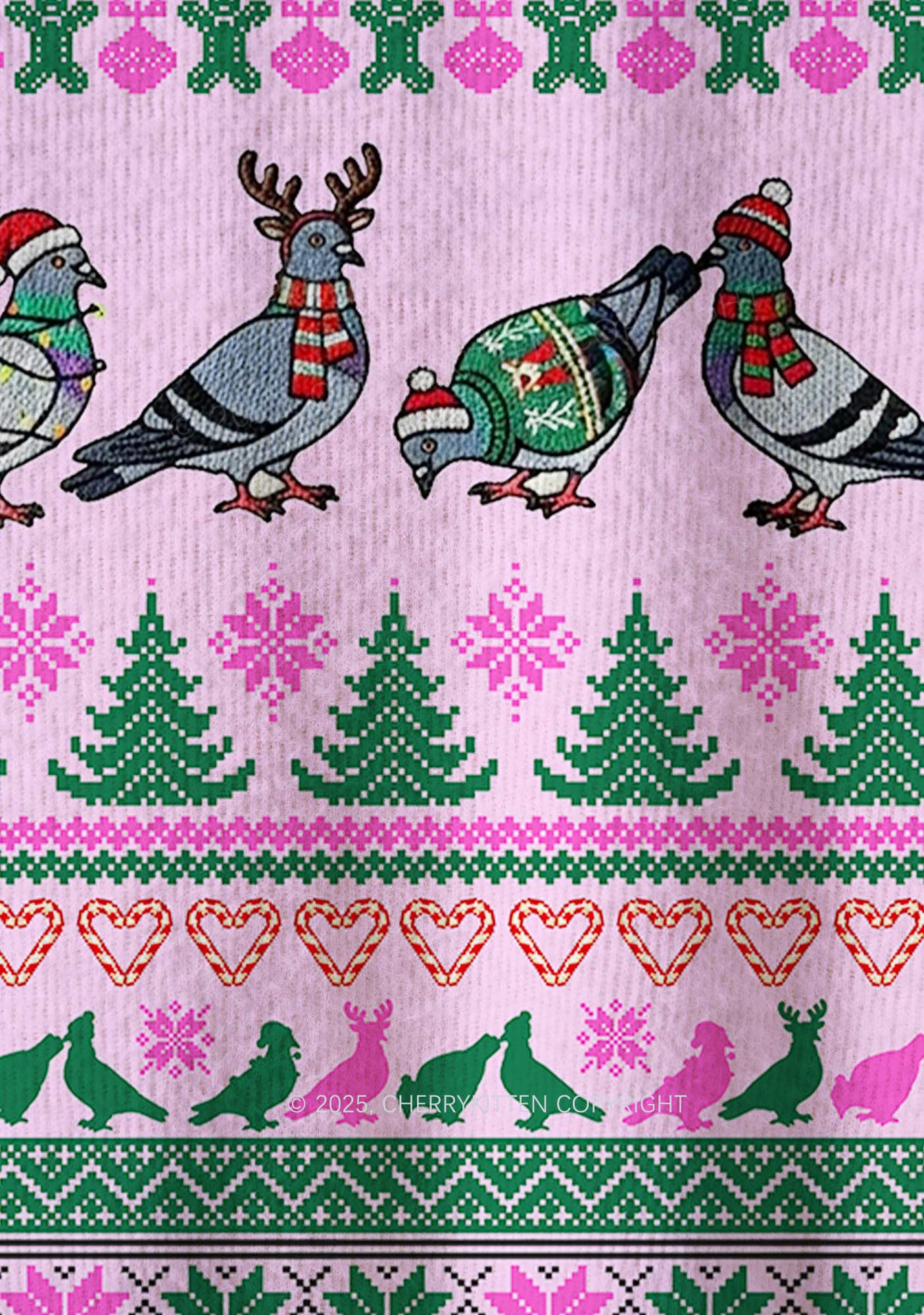 Christmas Pigeon Y2K Christmas Knit Sweatshirt Cherrykitten
