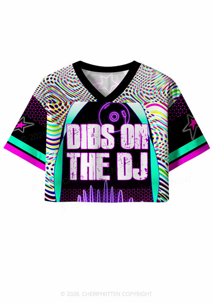 Dibs On The DJ Vinyl Record Y2K Crop Sport Jersey Shirts Cherrykitten