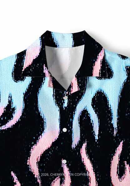 Trans Flame Pride Y2K Print Hawaiian Shirt Cherrykitten