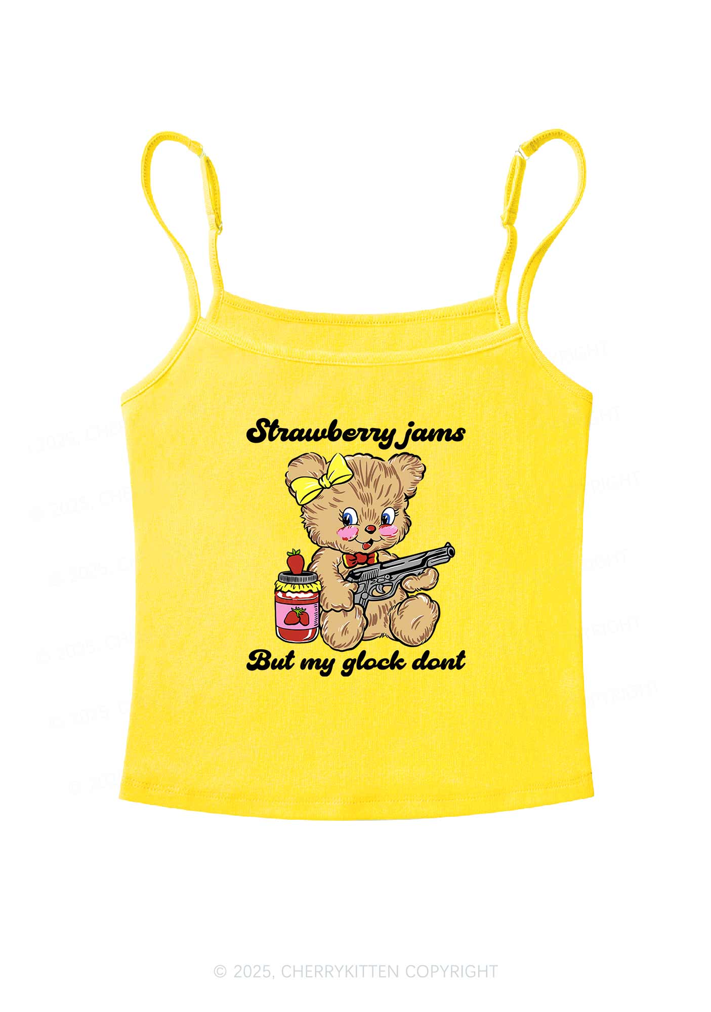 Strawberry Jams Bear Y2K Spaghetti Strap Cami Cherrykitten