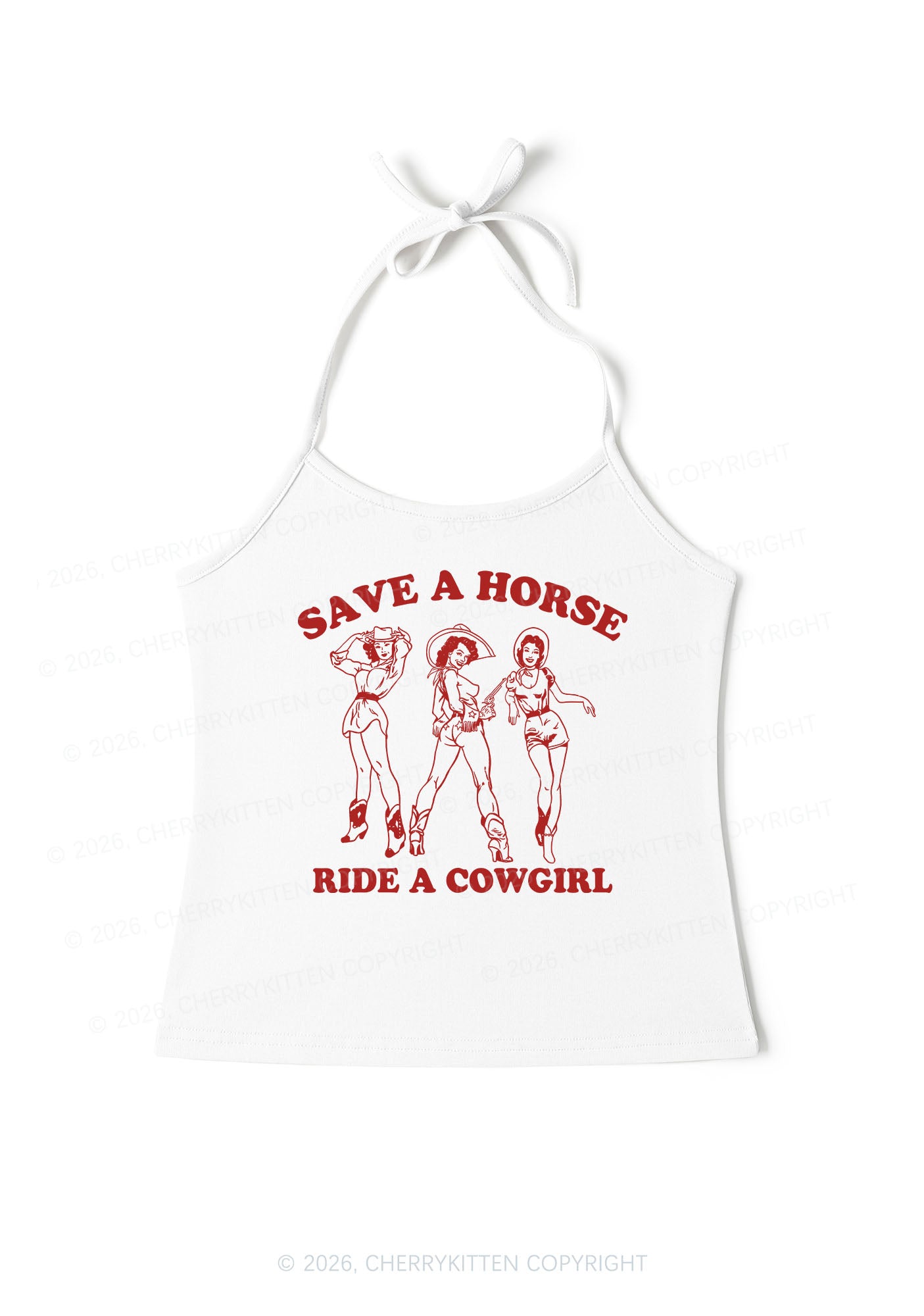 Ride A Cowgirl Pride Y2K Halter Neck Cami Cherrykitten