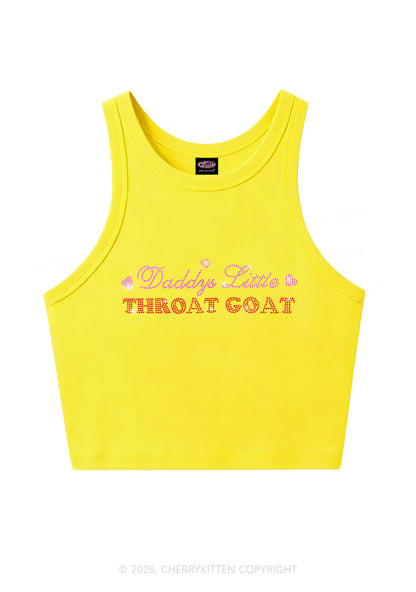 Rhinestone Daddys Little Throat Goat Y2K Crop Tank Top Cherrykitten