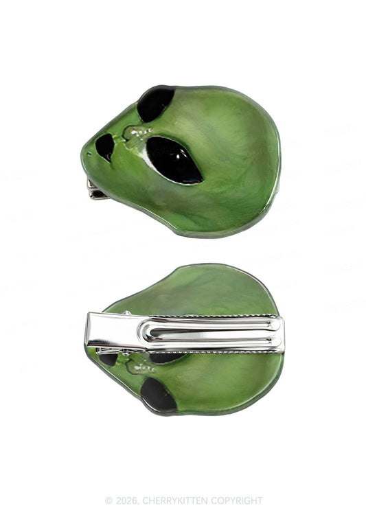 Halloween Alien Head Y2K Acrylic Duckbill Hair Clips Cherrykitten
