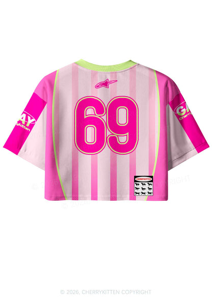 My Intrusive Thoughts Are Gay Pride Y2K Crop Sport Jersey Shirts Cherrykitten