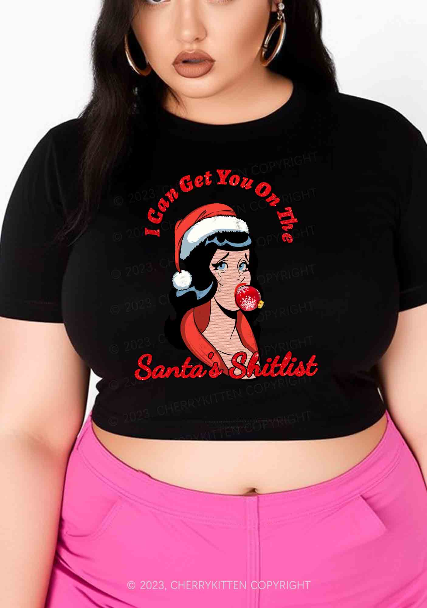 I Can Get You On The Santa's List Christmas Y2K Baby Tee Cherrykitten