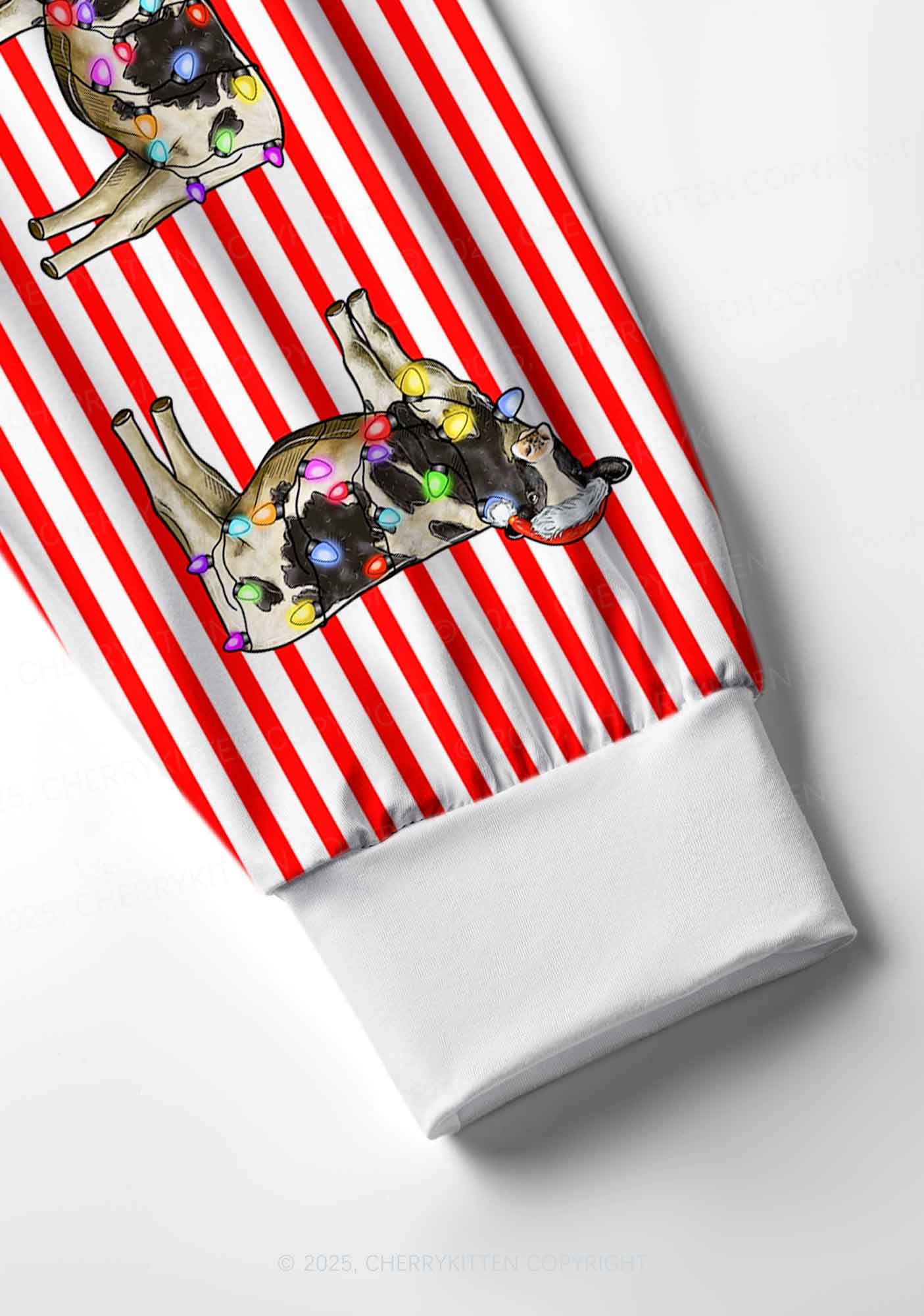 Christmas Cow Y2K Print Long Sleeve Pajama Set Cherrykitten