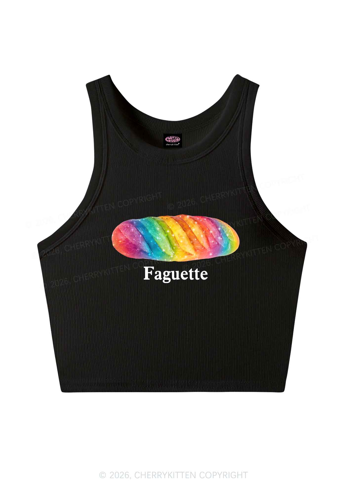 Rainbow Faguette Pride Y2K Crop Tank Top Cherrykitten