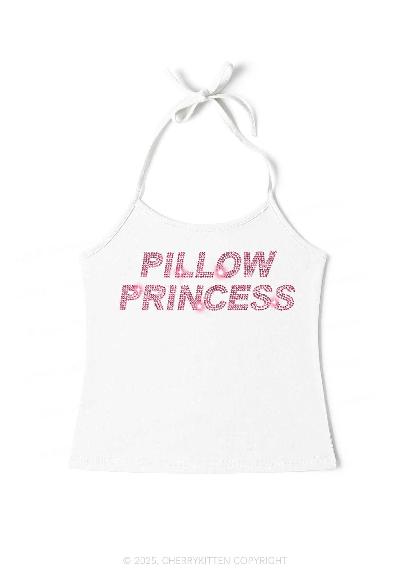 Rhinestone Pillow Princess Y2K Halter Neck Cami Cherrykitten
