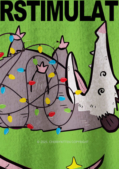 Overstimulated But Festive Y2K Christmas Knit Sweatshirt Cherrykitten