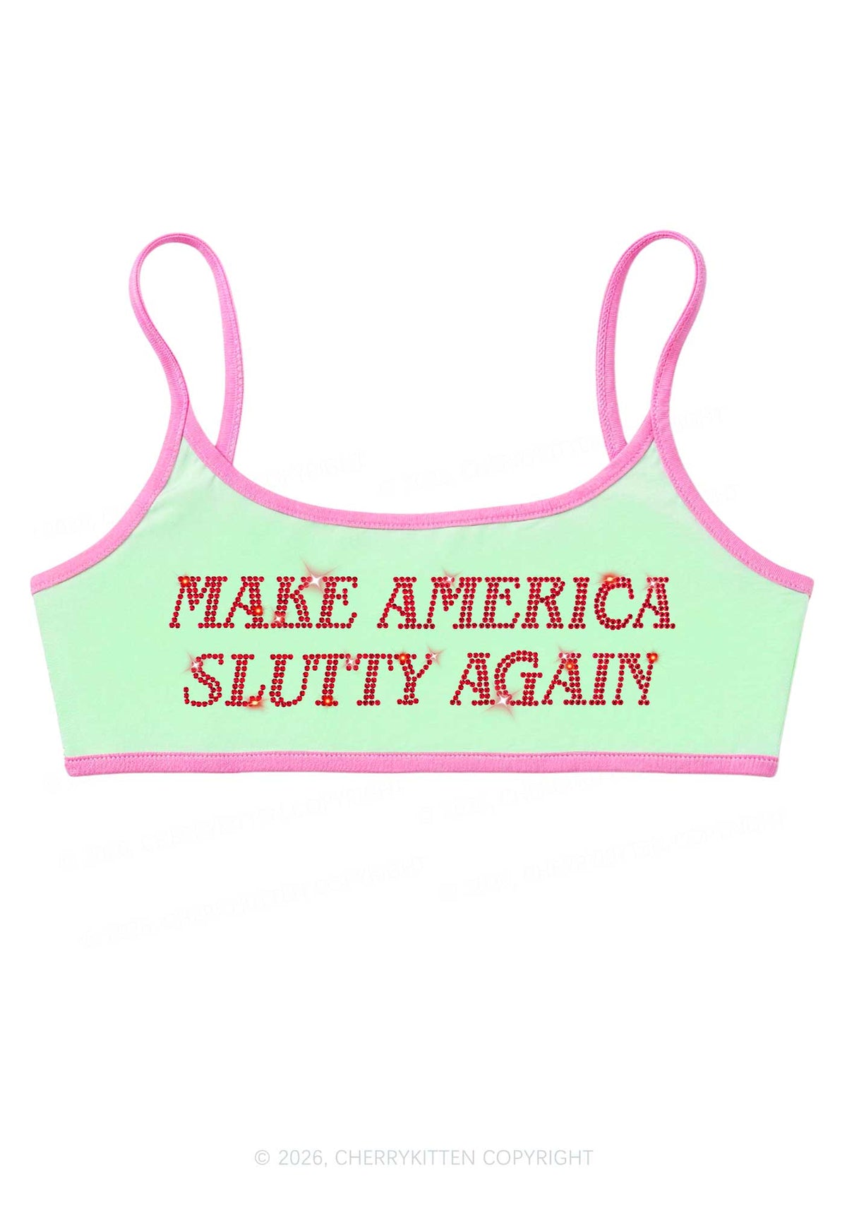 Rhinestone Make America Slxtty Y2K Super Crop Cami Cherrykitten