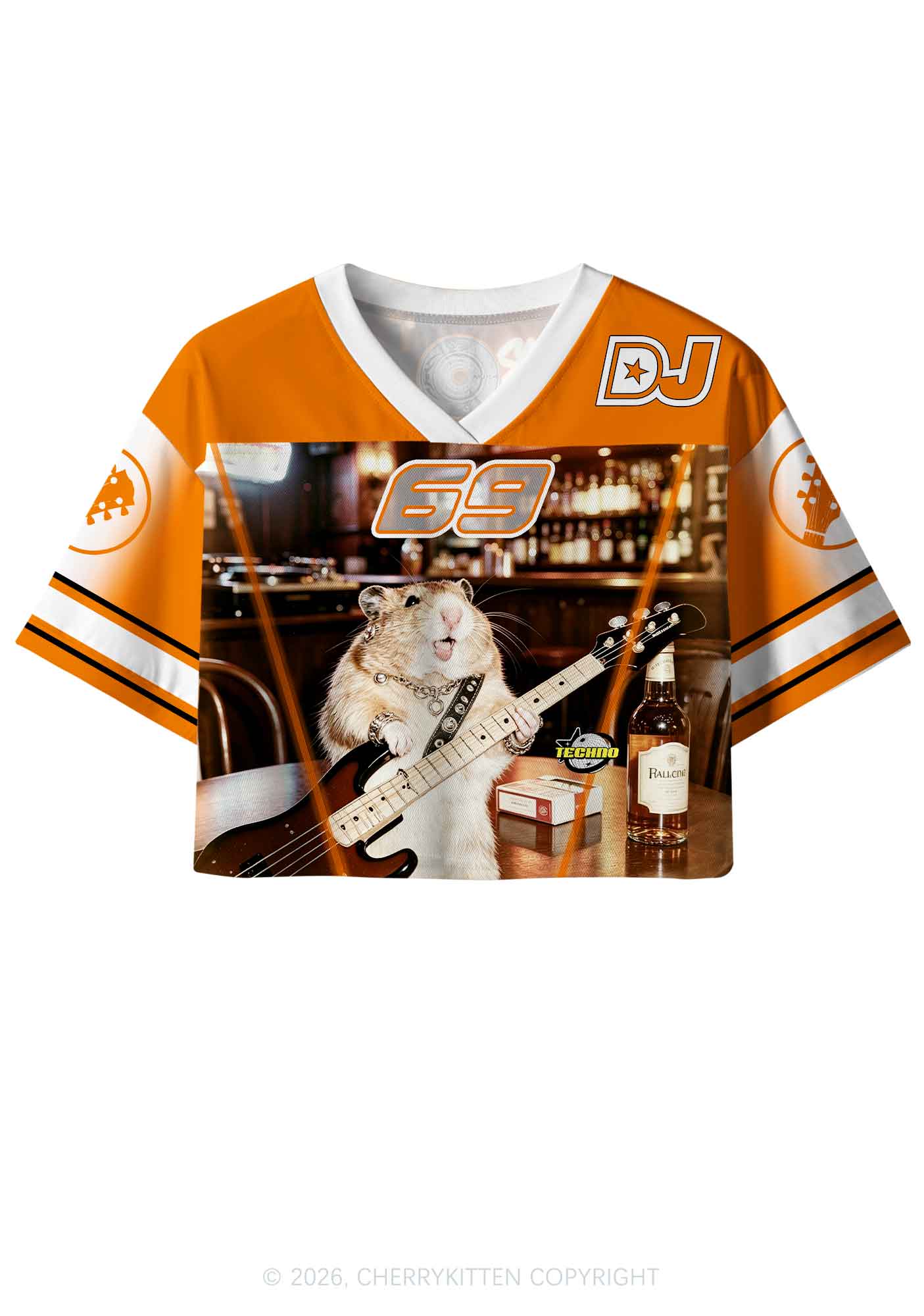 Hamster Bassist Techno Y2K Crop Sport Jersey Shirts Cherrykitten
