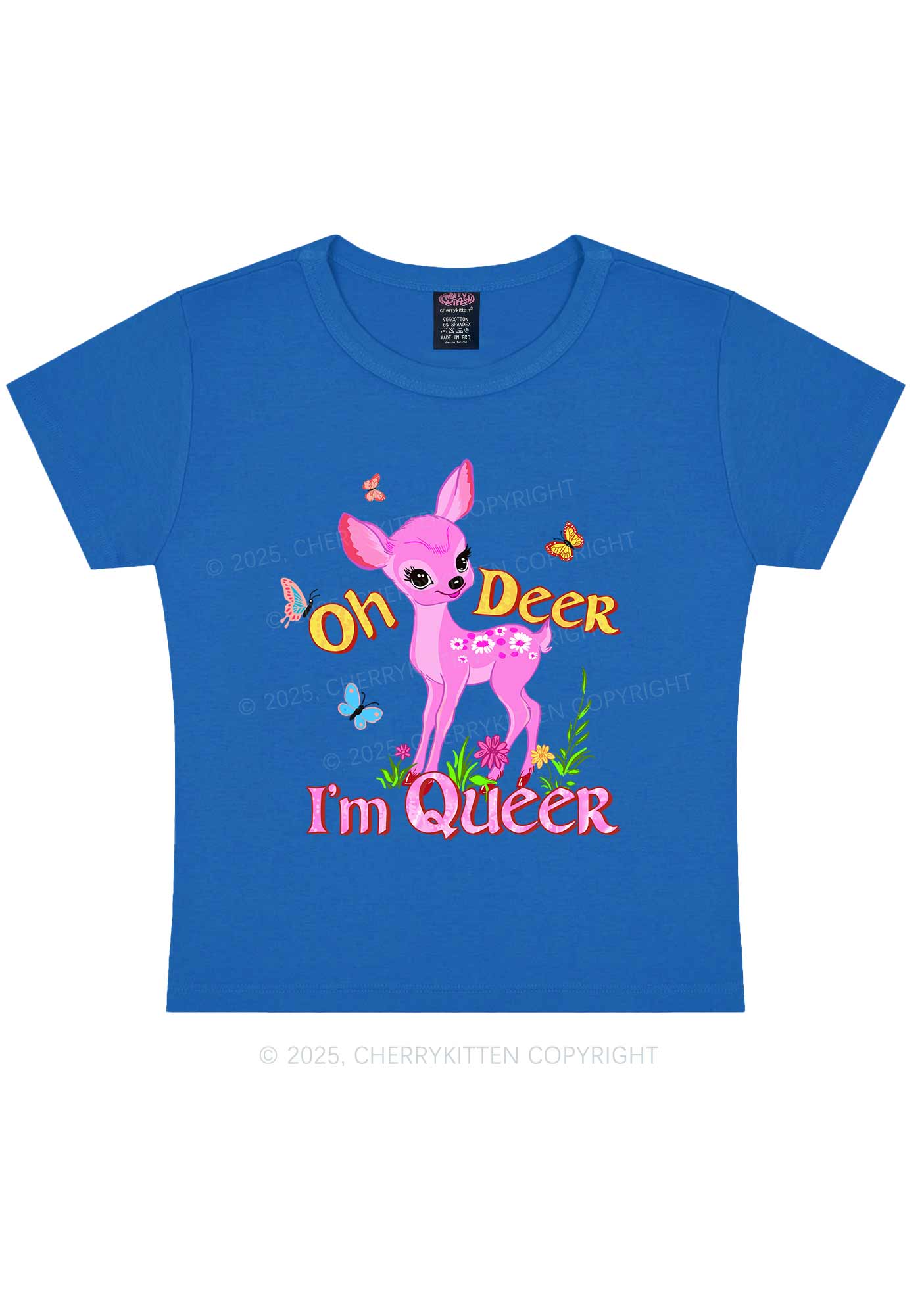Oh Deer Im Queer Pride Y2K Baby Tee Cherrykitten